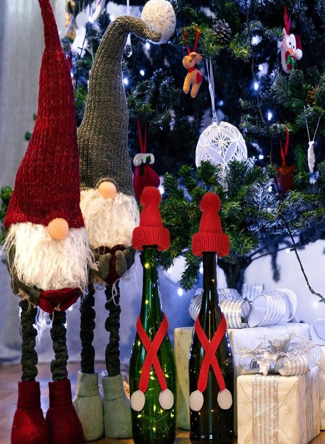 Bencailor 48 Pcs Mini Christmas Knitting Hats and Mini Christmas Scarf Set Knitting Doll Hat Scarf Santa Knit Hat Tree Ornaments for DIY Craft Art Doll Decoration (Bright Red) - Image 2